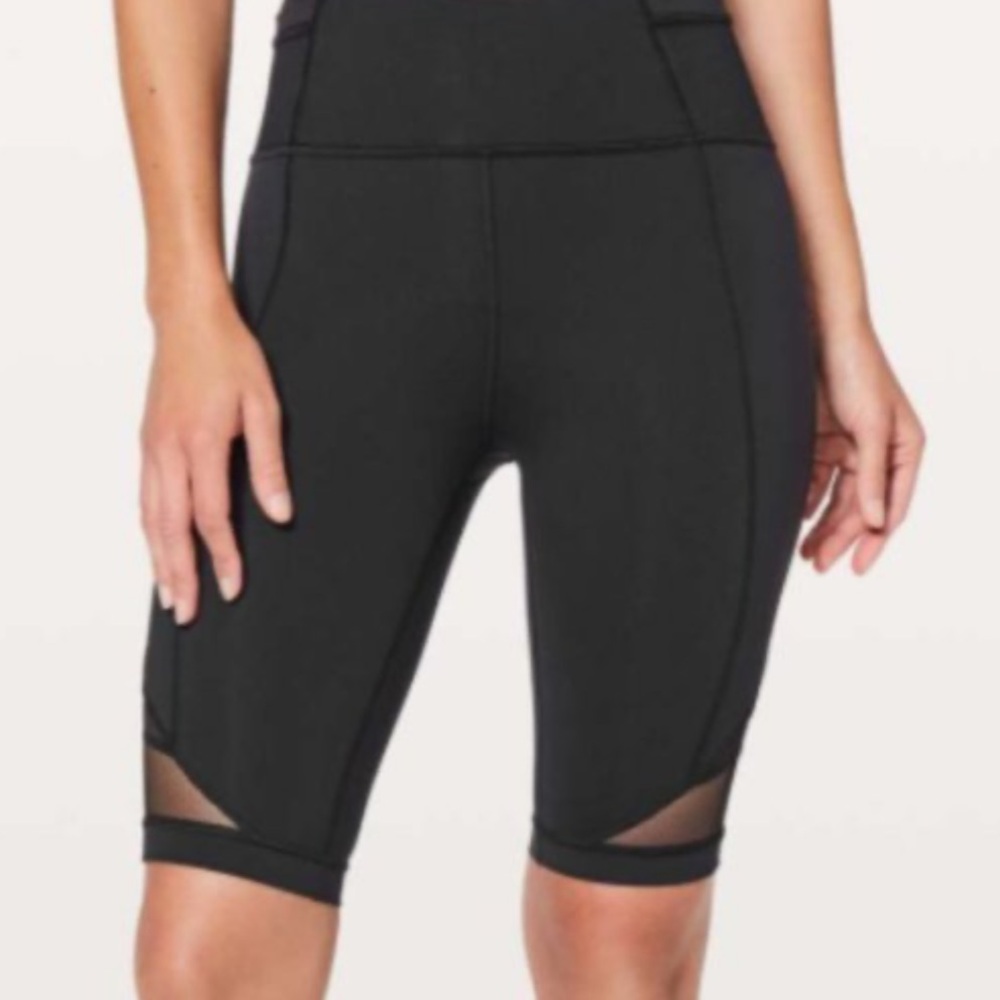 lululemon athletica Mesh Detail Black Bike Shorts